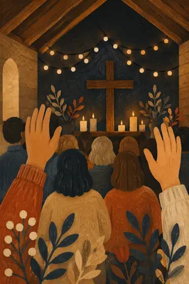 Warm Candlelit Chapel Worship Scene