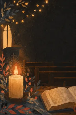 Candle Flame with Golden Bokeh Lights