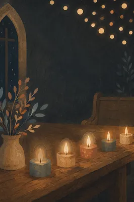 Glowing Candles with Warm Bokeh Lights