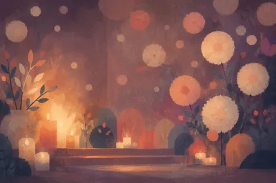 Soft Bokeh Lights on Dark Mauve