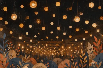 Warm Golden Bokeh Lights on Dark