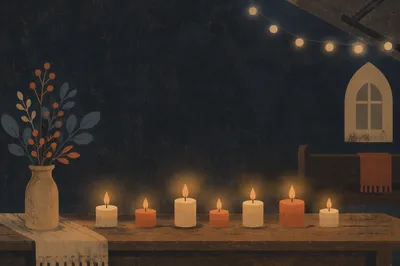 Glowing Candles with Warm Bokeh Lights