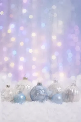 Winter Glass Ornaments with Soft Bokeh