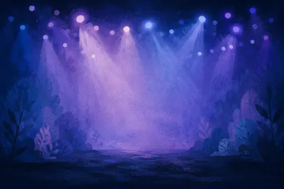 Purple Blue Bokeh Lights in Auditorium