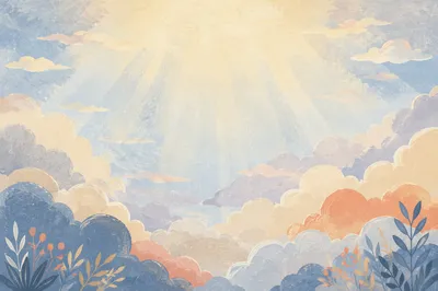 Soft Layered Clouds with Sun Rays