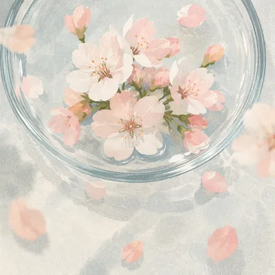 Soft Pink Cherry Blossom Water Background