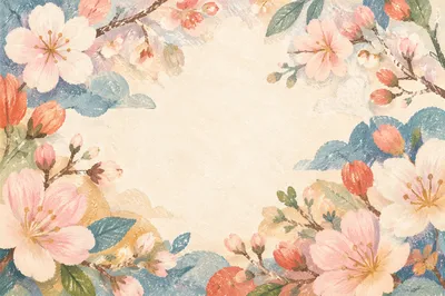 Soft Spring Cherry Blossom Frame Background