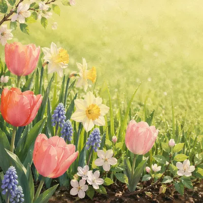 Spring Flower Garden Border Background