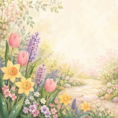 Spring Flower Garden Border Background