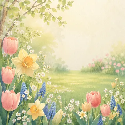 Spring Flower Garden Border Background