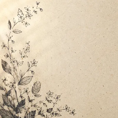 Spring Botanical Border on Beige Paper