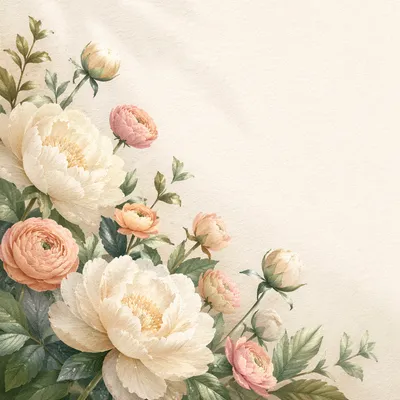 Spring Garden Border with Elegant Copy Space