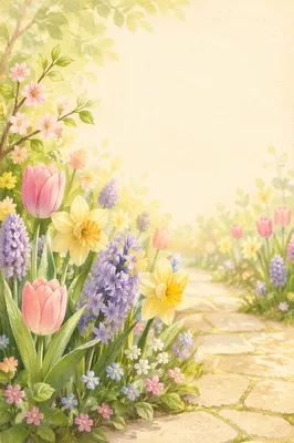 Spring Garden Flower Border Background