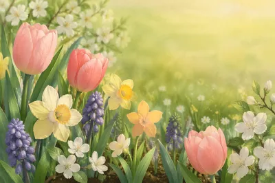 Spring Flower Garden Border Background