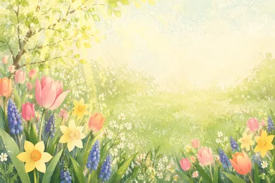 Spring Flower Garden Border Background