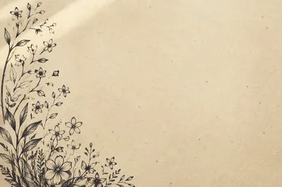 Spring Botanical Border on Beige Paper