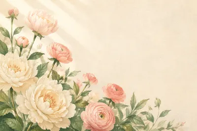 Spring Flower Garden Border with Copy Space
