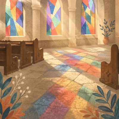 Colorful Stained Glass Light in Hall