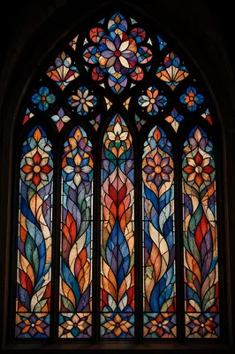 Colorful Gothic Stained Glass Window Interior