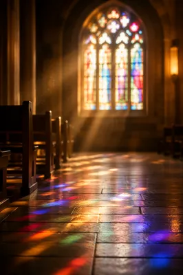 Colorful Stained Glass Light in Hall