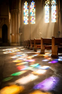 Colorful Stained Glass Light in Hall