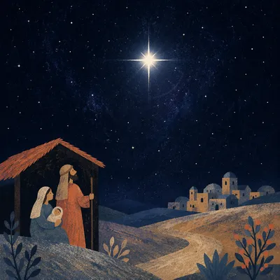 Bright Star in Deep Night Sky