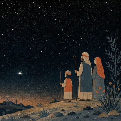 Solitary Bright Star in Midnight Sky