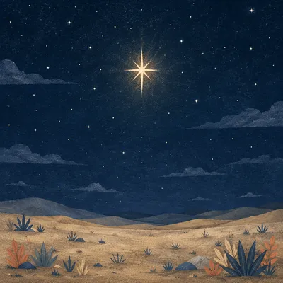 Starry Night Sky with Guiding Star