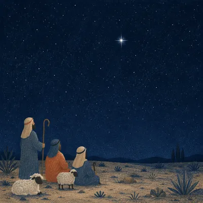 Starry Desert Night with Bright Star
