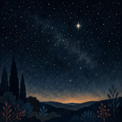 Single Bright Star Over Midnight Hills