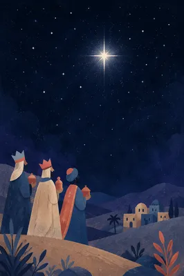 Bright Star Over Deep Night Sky