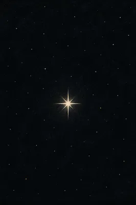 Single Bright Star in Dark Night Sky