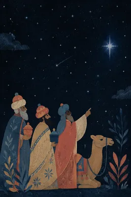 Starry Night Sky with Bright Guiding Star