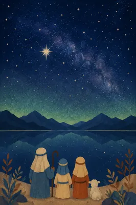 Guiding Star Over Silent Mountain Lake
