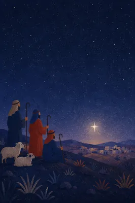 Bright Guiding Star Over Desert Night