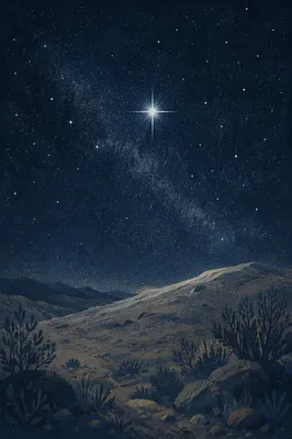 Single Bright Star Over Desert Night