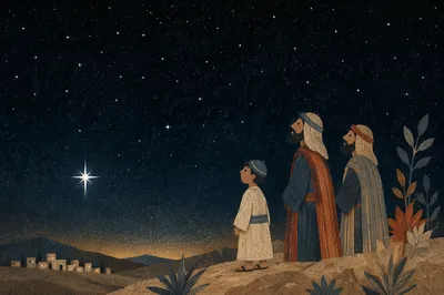 Serene Starry Night With Solitary Bright Star