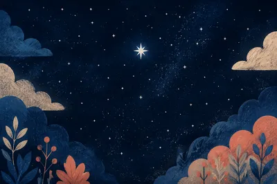 Starry Night Sky with Bright Guiding Star