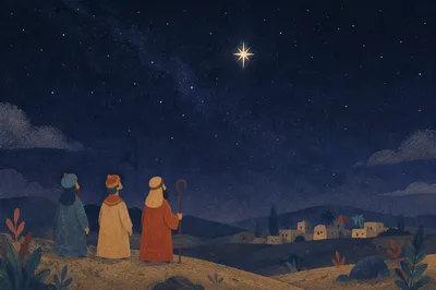Serene Starry Night with Bright Star