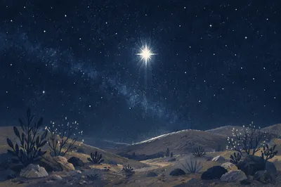 Bright Star Over Quiet Desert Night