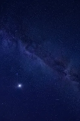 Starry Night Sky With One Bright Star