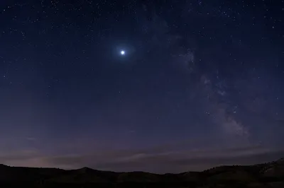 Starry Night Sky with Single Bright Star