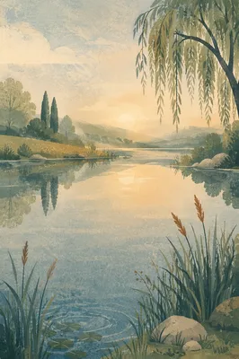 Still Waters Reflection at Dawn Background