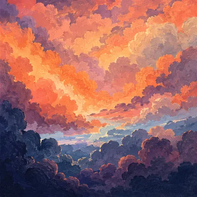 Dramatic Orange Purple Sunrise Cloudscape