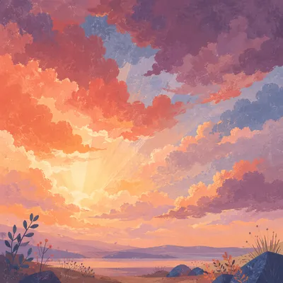 Dramatic Orange Purple Sunrise Sky