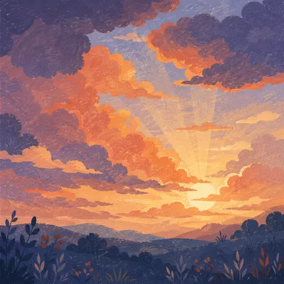 Dramatic Sunrise Clouds Over Quiet Horizon