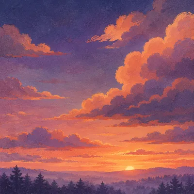 Dramatic Orange Purple Sunrise Sky