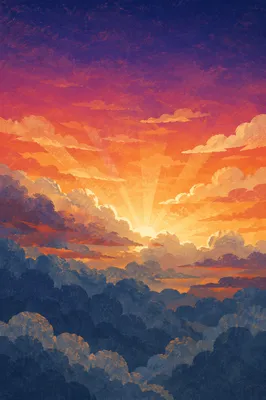 Dramatic Orange Purple Sunrise Cloudscape