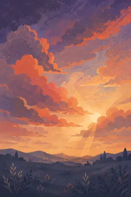 Dramatic Sunrise Clouds Over Quiet Horizon