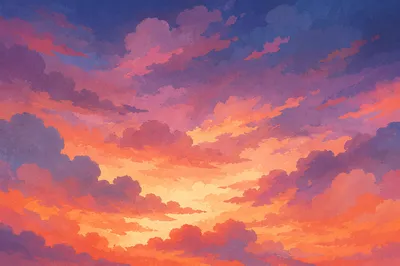 Dramatic Orange Purple Sunrise Cloudscape